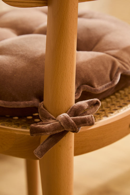 Calma House Stoelkussen Velour - Bruin - Diam. 40x4
