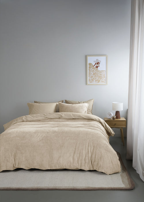 Ambiante Plush Teddy dekbedovertrek - Eenpersoons - 140x200/220 - Zand