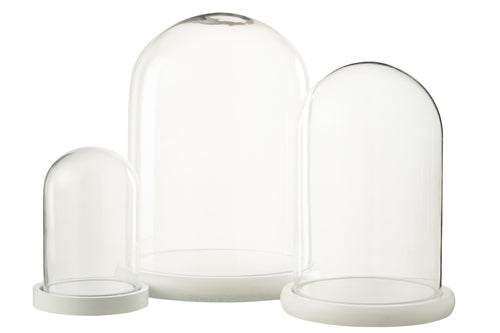 J-Line Decoratieve stolp - glas/hout - wit - large