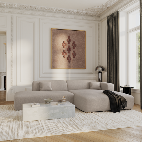 Sia Home - Rechte hoekbanken MYRA - Geweven stof - Beige - 300cm - vtwonen shop