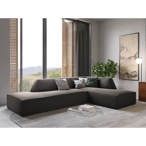 Cosmopolitan Design - Modulaire hoekbank rechts Siena 4-zits, flueel donkergrijs - 180x273x69cm