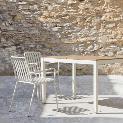 Tikamoon Tuintafel van massief acaciahout en metaal 6 pers. - Bruin