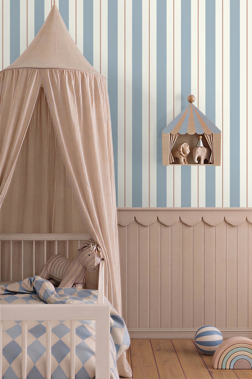 ESTAhome behang strepen vergrijsd blauw - 0.53 x 10.05 m - 132154