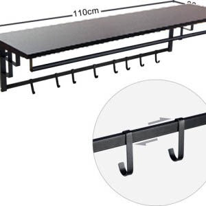 Furnilux Kapstok 110x30x27 cm - XXXL Wand kapstok De Luxe -FAMILIE Kapstok - Hoedenplank met 8 Haken - Industrieel Zwart - vtwonen shop