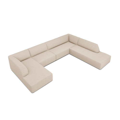 Cosmopolitan Design - Panoramische hoekbank rechts Siena 7-zits, structurele stof beige - 273x366x69cm