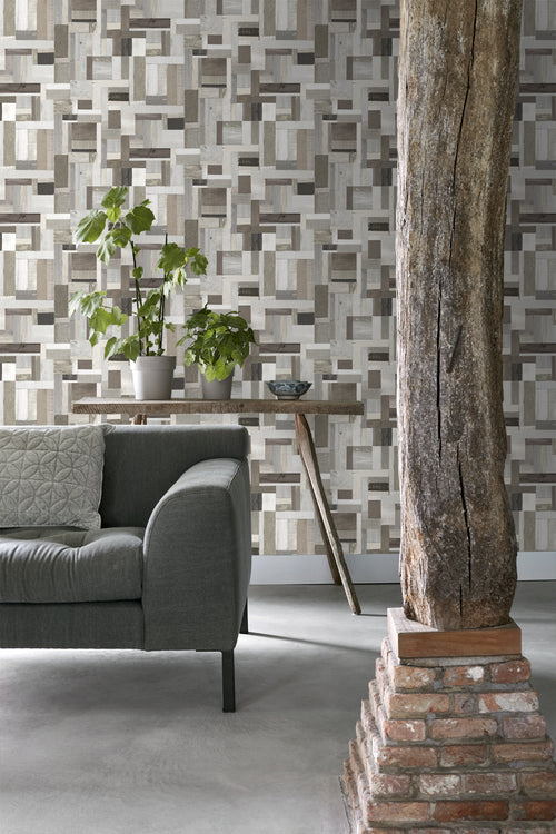 ESTAhome behang sloophout beige en taupe - 53 cm x 10.05 m - 138513