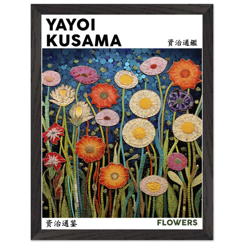 Artfulprints Poster met Lijst Yayoi Kusama - Flowers   - 30x40 cm - Meerkleurig