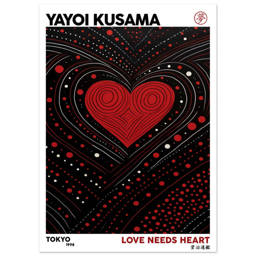 Artfulprints  Yayoi Kusama - Love needs heart   poster 50x70 cm