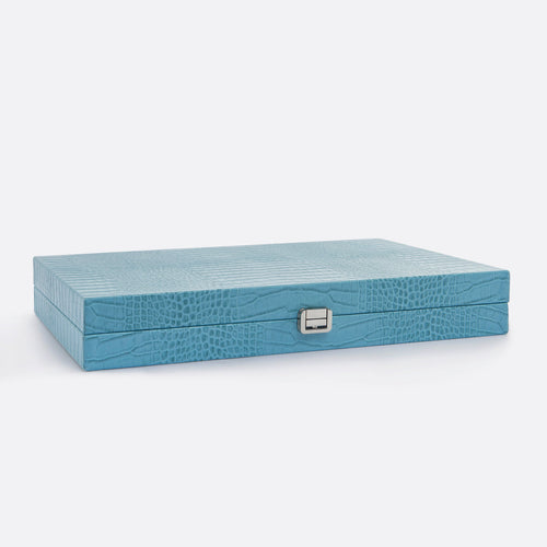Premium Interiors - Backgammon - Groot BACKGAMMON - leer rivierablauw 46cm