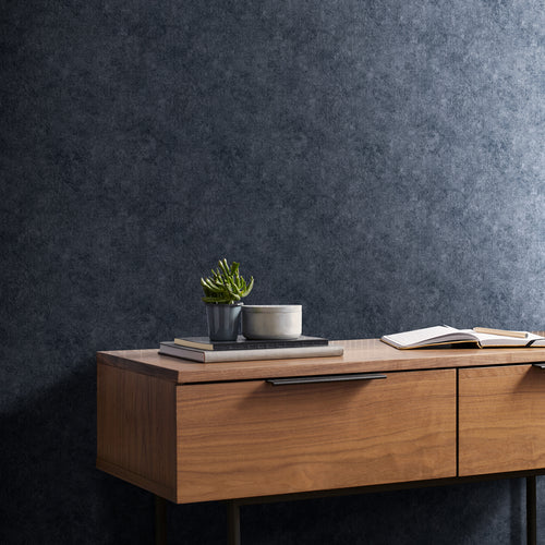 Graham & Brown Vliesbehang - Textuur Uni Donkerblauw
