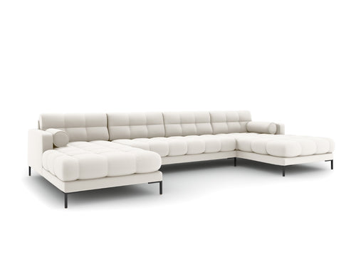Cosmopolitan Design Panoramische bank Bali 7-zits, structurele stof, lichtbeige - 185x383x75cm