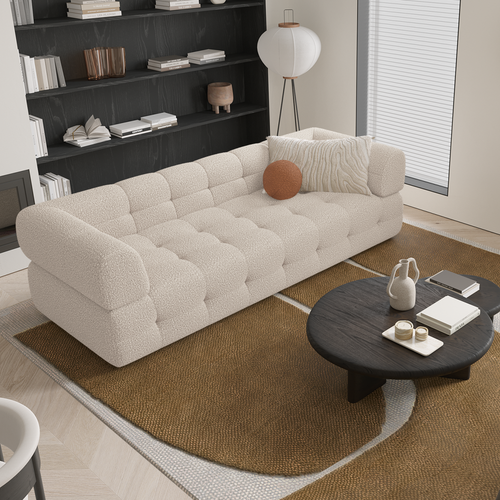 Sia Home - Rechte bank CHARLIE - Bouclette stof - Smaragd - 230cm - vtwonen shop