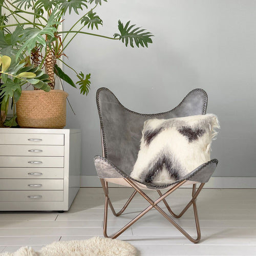 Malagoon kussen Zigzag - gebroken wit, grijstinten - 50x50cm 100% wool