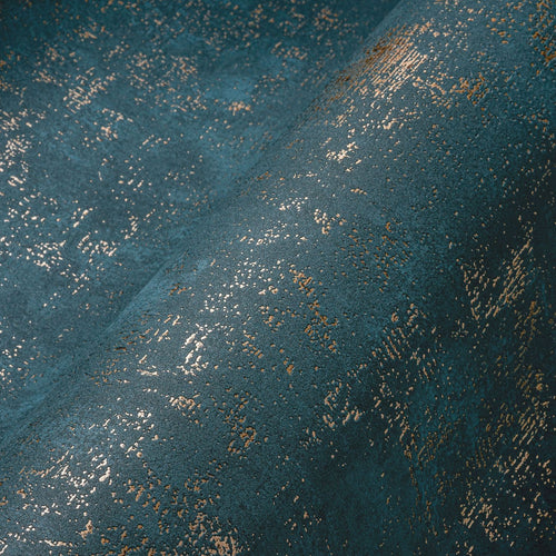 A.S. Création behang met structuur blauw, turquoise en goud - 53 cm x 10.05 m - AS-388326