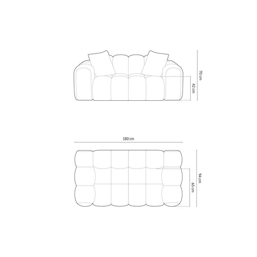 Cosmopolitan Design - Bank Treno 2-zits, flueel grijs - 94x180x70cm