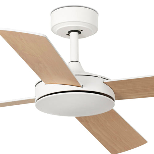 Faro Mallorca Grote plafondventilator met 4 bladen, matwit, esdoorn, Tuya Smart System