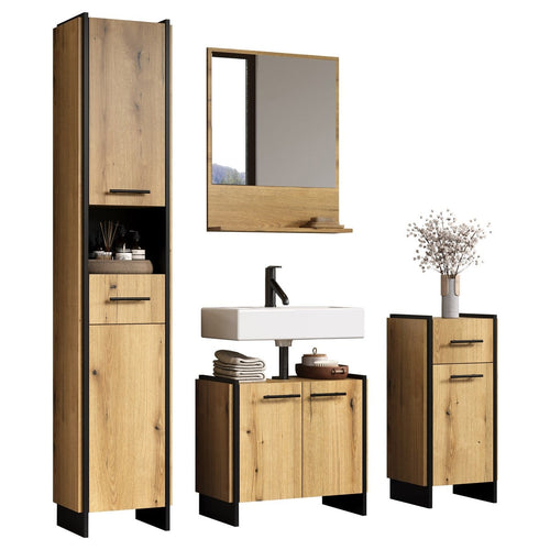 Calicosy - badkamermeubels-set ELLIE - licht hout 154x34x190 cm