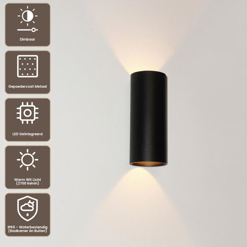 Artdelight Wandlamp Brody 2 - Zwart