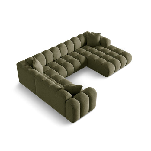 Cosmopolitan Design - Panoramische hoekbank links Treno 4-zits, chenille groente - 240x330x70cm