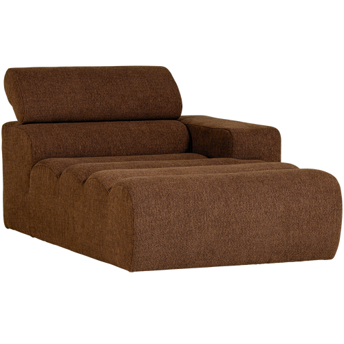 WOOOD chaise longue element arm rechts Novi - Polyester- Karamelbruin - 86x109x173 - vtwonen shop