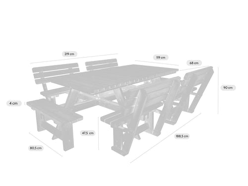 MaximaVida luxe houten picknicktafel Tallinn 300 cm met 4 rugleuningen - vtwonen shop