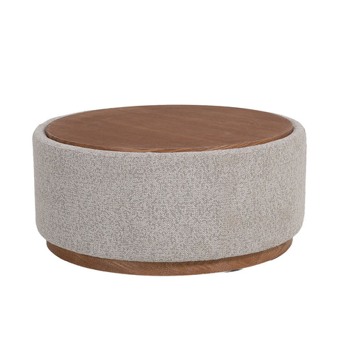 DÉJA Living Salontafel Marcia – Rond – Met Opbergruimte – Essen Fineer – 83x83x40 cm – Taupe/Walnoot