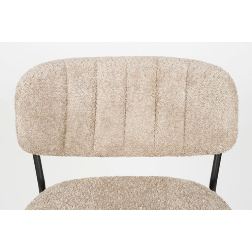 Housecraft Living Jolien Barkruk 65 cm Zwart/Beige Bouclé - set van 2