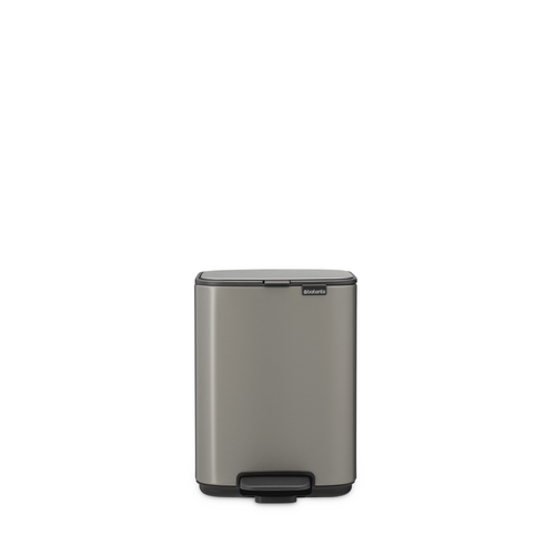 Brabantia Bo Pedaalemmer, 4 liter, stil sluitend, kunststof binnenemmer - Platinum