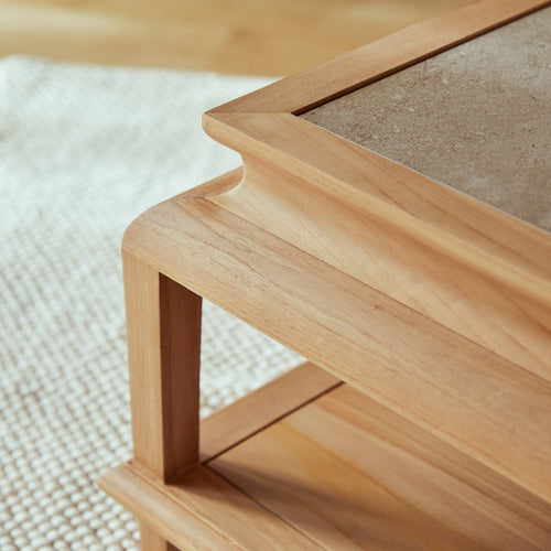 Tikamoon Rechthoekige salontafel van massief teak - Naturel
