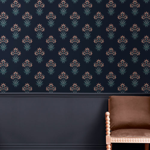 William Morris at Home Vliesbehang - Hyacinth Flower Midnight