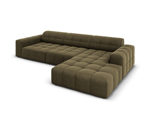 Cosmopolitan Design rechter hoekbank Chicago 4-zits, flueel groente - 167x294x78cm