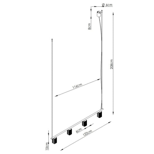 Sollux Lighting Kroonluchter RAYO 4 wit - 122x6x208cm