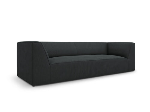 Micadoni Bank Ruby 3-zits, ribfluwelen, zwart - 93x232x69cm