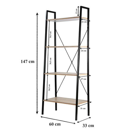 Calicosy - Industriële stijl 4 laags opbergrek LEXIE - 32.5x60x148 cm