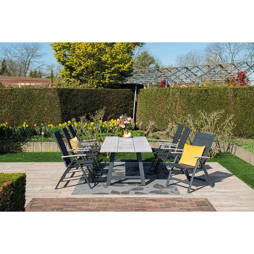 Olympus tafel - 220x100 cm - carbon black - grey teak look - vtwonen shop