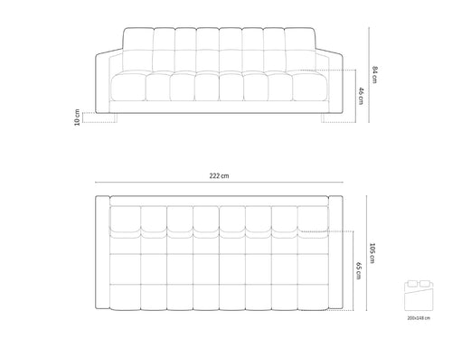 Cosmopolitan Design Slaapbank met opbergdoos Bali 3-zits, boucle wit - 84x222x105cm