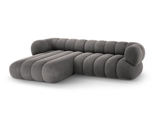 Cosmopolitan Design linker hoekbank Koge 5-zits, flueel grijs - 165x270x70cm