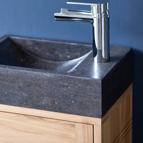 Tikamoon Wastafelmeubel van massief teakhout en zwart marmer - Zwart - vtwonen shop