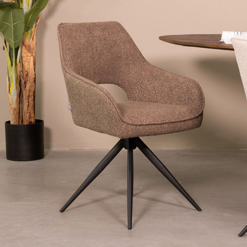 LABEL51 Eetkamerstoel Finley - Bruin Bouclé - Draaibaar - Set van 2 - vtwonen shop