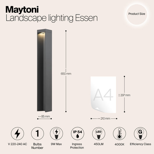 Maytoni Outdoor - Landschapsverlichting Essen - Grijs - Ø8,5 - vtwonen shop