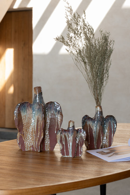 J-Line vaas Naga - keramiek - roest/bruin - small - Ø 12.5 cm - vtwonen shop