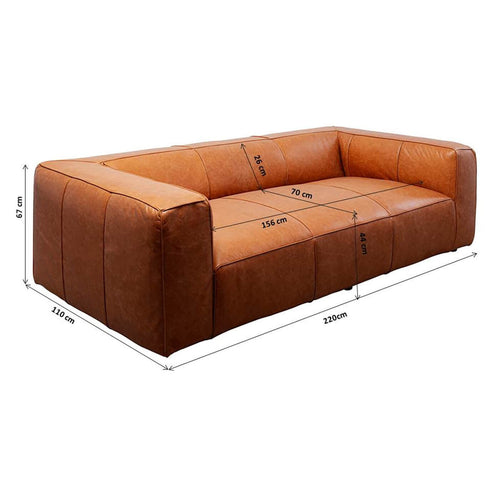 Kare Design Sofa Cubetto 3-Zits lichtbruin