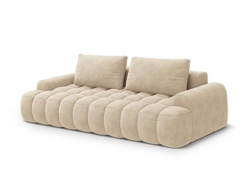 Cosmopolitan Design Slaapbank met opbergdoos Linz 4-zits, flueel lichtbeige - 100x250x84cm