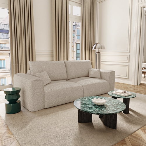 Premium Interiors - Slaapbank met opbergruimte COMO - bouclé-stof beige 254cm