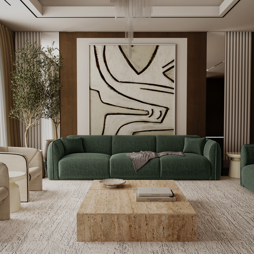 Premium Interiors - Bank LUSH - zacht aanvoelende geweven stof  kaki-groen 235cm