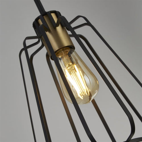 Searchlight Melbourne Hanglamp met 3 lampen, zwart, antiek messing