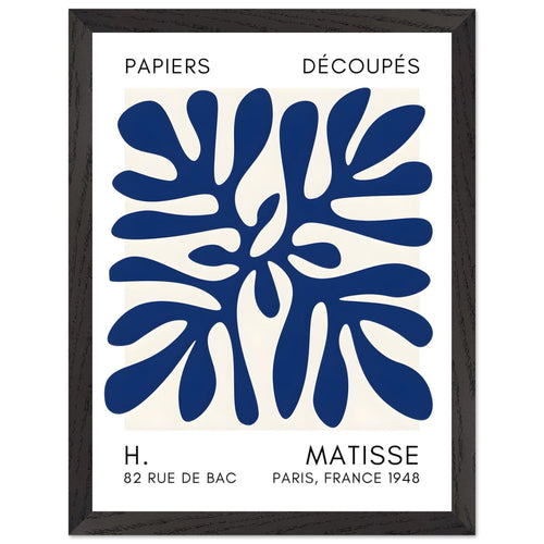 Artfulprints Poster met Lijst Matisse - Deep ocean navy blue II   - 30x40 cm - Blauw