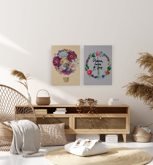 Canvas 60x40 Afdruk Bloemenballon