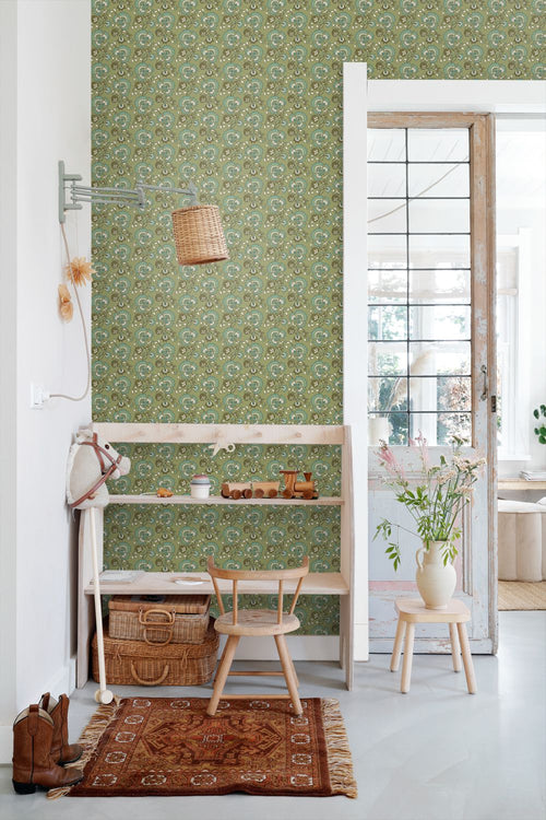 ESTAhome behang vintage bloemen groen - 50 x 900 cm - 131819