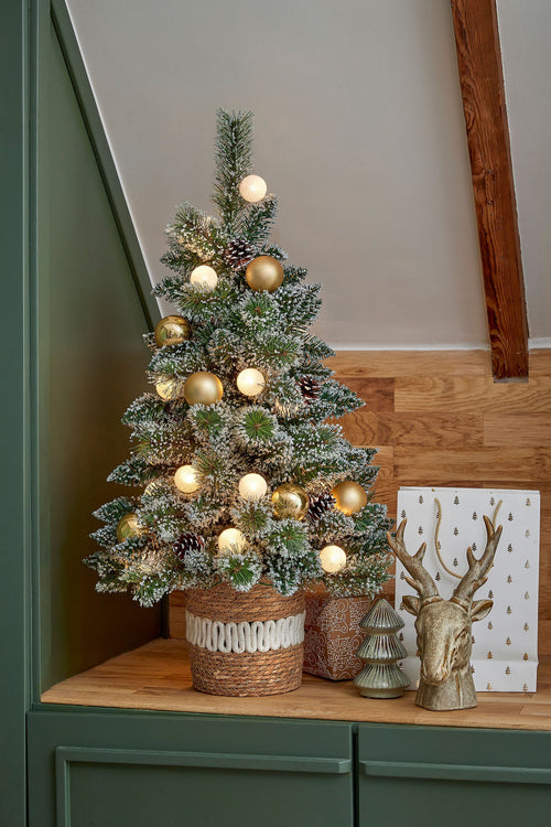 Black Box Trees Kaprun Kunstkerstboom in Pot met LED Verlichting en Timerfunctie - H90 x Ø51 cm - Groen, Goud - vtwonen shop